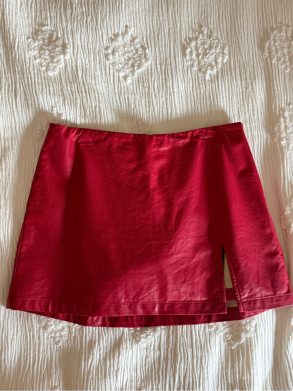 Classic Red Mini Skort with Front Slit, size M
